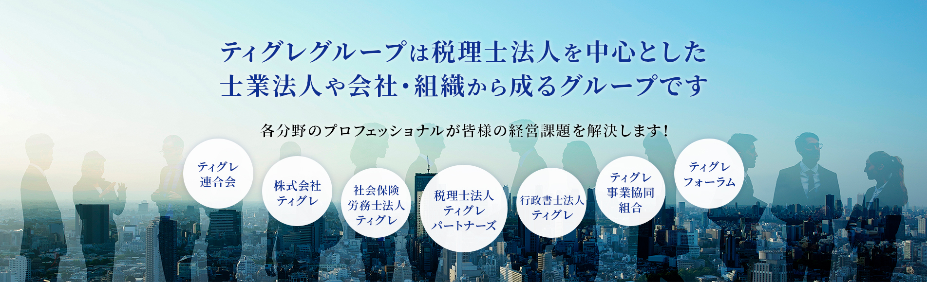 ティグレグループは税理士法人を中心とした士業法人や会社・組織から成るグループです